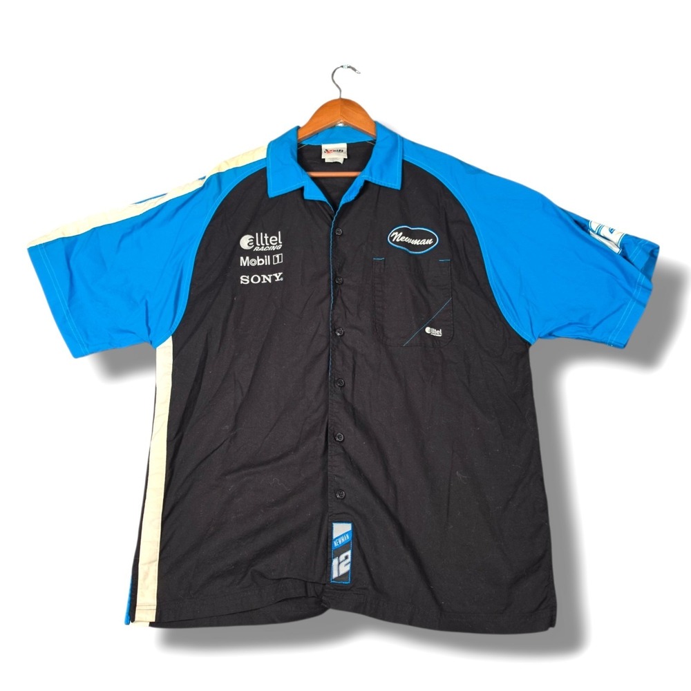 Chase Authentics NASCAR Ryan Newman #12 Alltel Racing Pit Shirt Mens Large Black